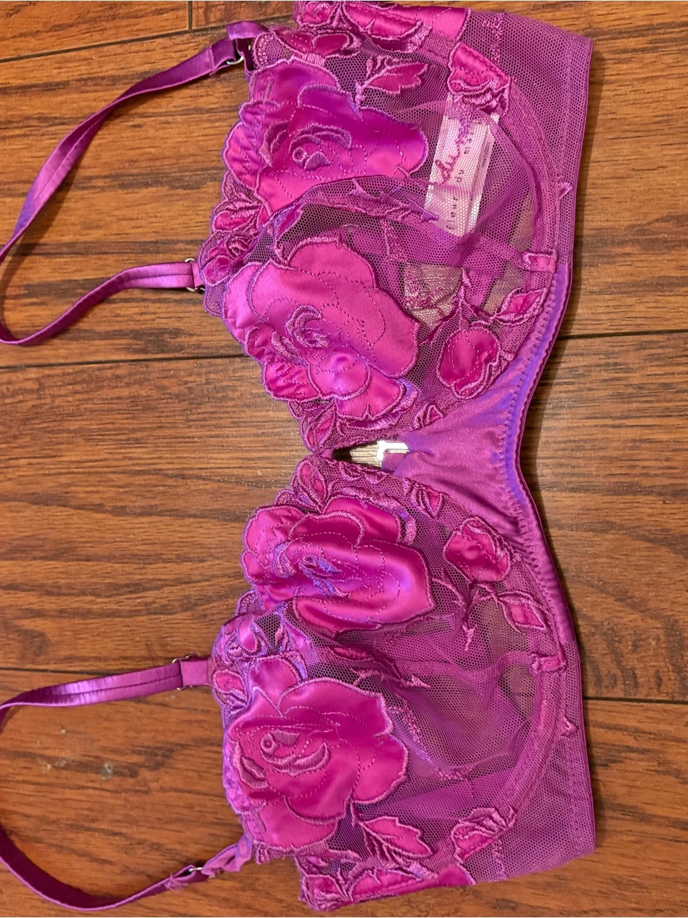 Fleur du Mal Embroidered Floral Underwire Bra - Fuchsia